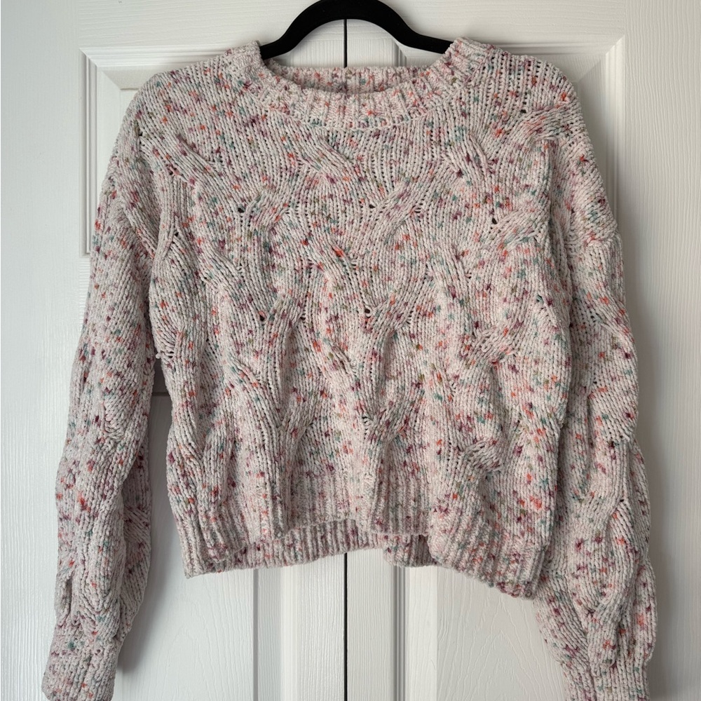 Pink Rose Speckled Pink Crewneck Sweater
